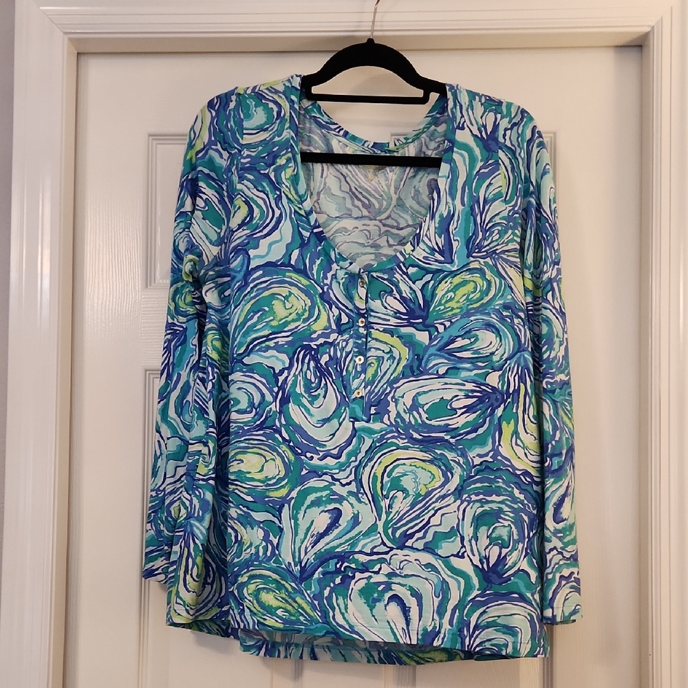 Lilly Pulitzer Sorella Henley 100% cotton L